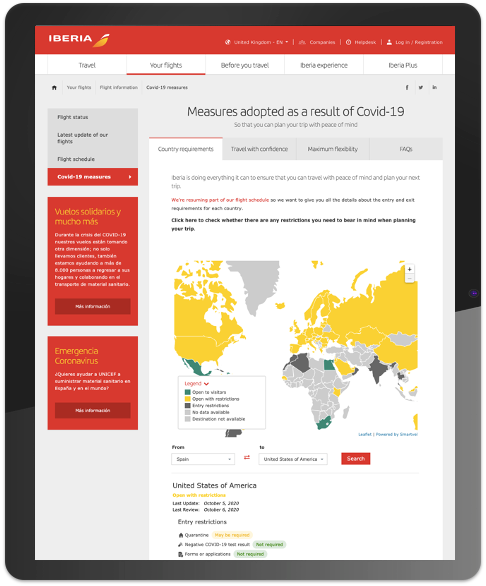 Iberia solution - travel restrictions